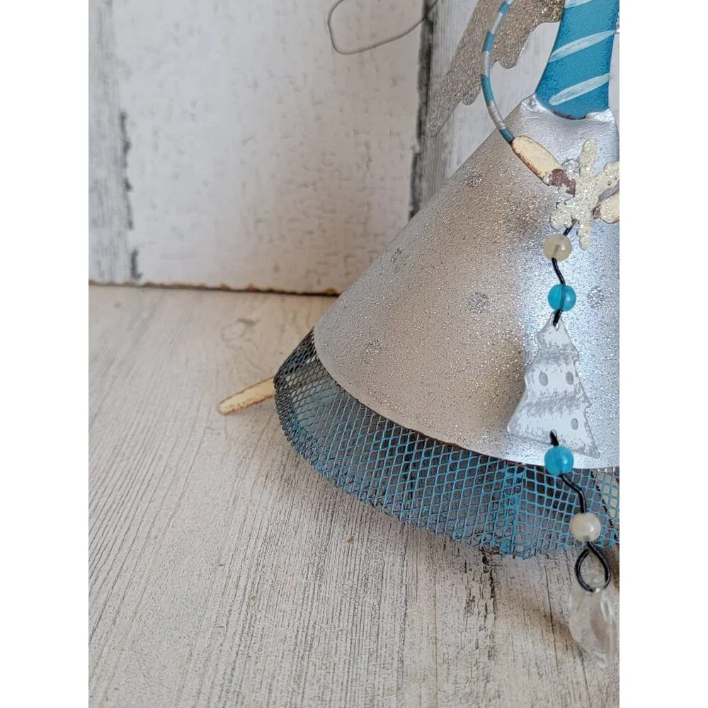 Vintage blue angel snowflake‎ ornament Xmas glitter